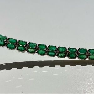 18k White Gold, Emerald and Diamond Tennis Bracelet